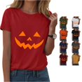 thumbnail image 1 of Halloween Shirts for Women Casual Graphic Tee for Summer Party Out with Jeans Round Neck T Shirt for Women’s Wardrobe Red XL, 1 of 5