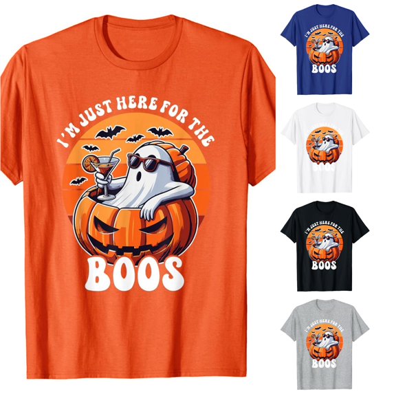 Halloween Shirts for Women Casual Short Sleeve Letter Print T Shirt for Everyday Comfort and Stylish Wear Women’s Tee Top Orange L
