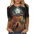 thumbnail image 1 of Halloween Shirts for Women Cute Pumpkin Ghost Graphic Tees 3/4 Sleeve Tops Loose Casual Crewneck Blouses Tshirts 2025, 1 of 4