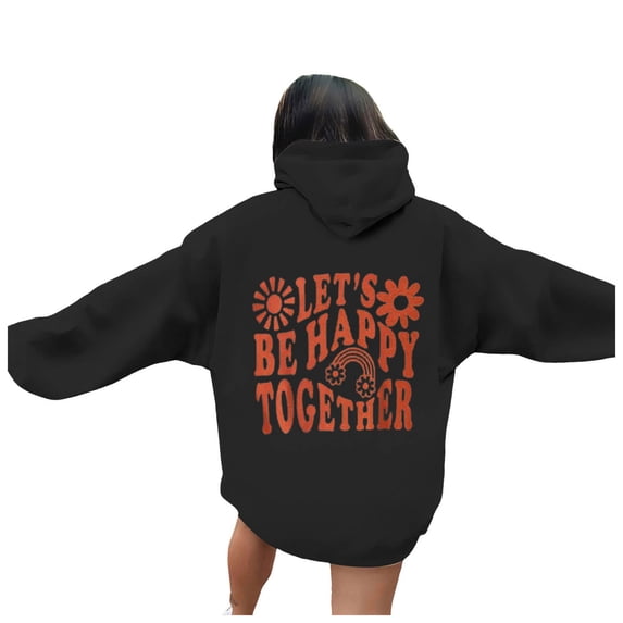 Halloween Shirts for Women Fall Loose Fit Hooded Long Sleeve Batwing Drop Shoulder Hoody Graphic Hoodie Cotton Hoodies Sweatshirts(Black,L)
