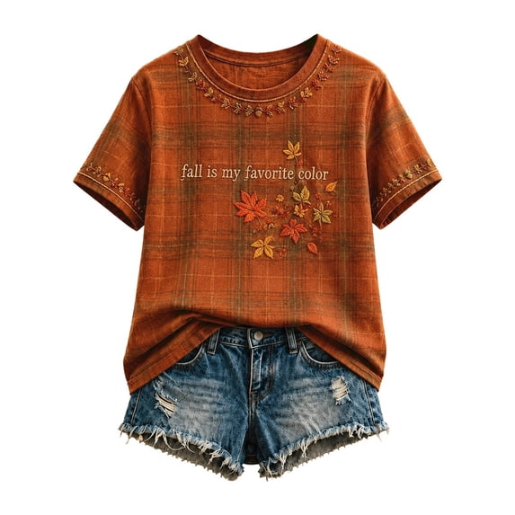 Halloween Shirts for Women Graphic Tees Fall is My Favorite Color Print T-Shirt