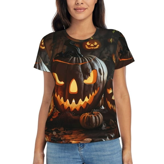 Halloween Shirts for Women, Halloween Cool Pumpkin Womens Tops Casual T Short Sleeve Shirts Halloween Party Costume