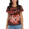 Halloween Shirts for Women, Halloween Happy Ghost Pink Womens Short