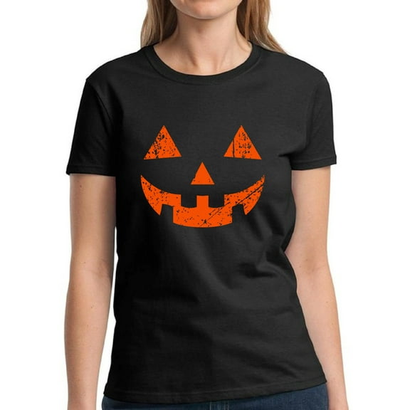 Halloween Shirts for Women Jack O'Lantern Scary Pumpkin Face Graphic Tee - S M L XL 2XL 3XL