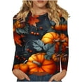thumbnail image 1 of Halloween Shirts for Women Long Sleeve Round Neck Pumpkin Graphic Print Funny Tee Tshirts Loose Fit Plus Size (3XL, Yellow 03), 1 of 5