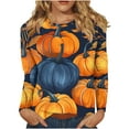 thumbnail image 1 of Halloween Shirts for Women Long Sleeve Round Neck Pumpkin Graphic Print Funny Tee Tshirts Loose Fit Plus Size (L, Yellow), 1 of 5