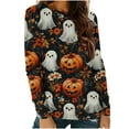 thumbnail image 1 of Halloween Shirts for Women Long Sleeve T-Shirts Funny Graphic Print Casual Loose Comfy Crewneck Tunic Tops Women Fall Outfit, 1 of 4