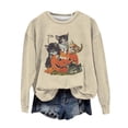 thumbnail image 1 of Halloween Shirts for Women Spring Fall Winter Retro 90s Cat Print Sweatshirt Tops Long Sleeve Funny Shirts for Women, 1 of 2