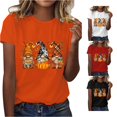 thumbnail image 1 of Halloween Shirts for Women T-Shirts Womens Fashion For Casual Tops Short Sleeve Round Neck Tee T Shirt Pumpkin Print Loose Top Orange M, 1 of 6