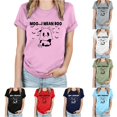 thumbnail image 1 of Halloween Shirts for Women T-Shirts and for Casual Short Sleeve Tee Featuring Mean Print Fresh Everyday Top for Women Pink S, 1 of 4