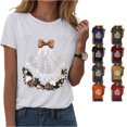 thumbnail image 1 of Halloween Shirts for Women T-Shirts for Women Casual Graphic Tee with Round Neck and Distinct Pattern Seasonal Summer Out for Jeans White XXL, 1 of 5