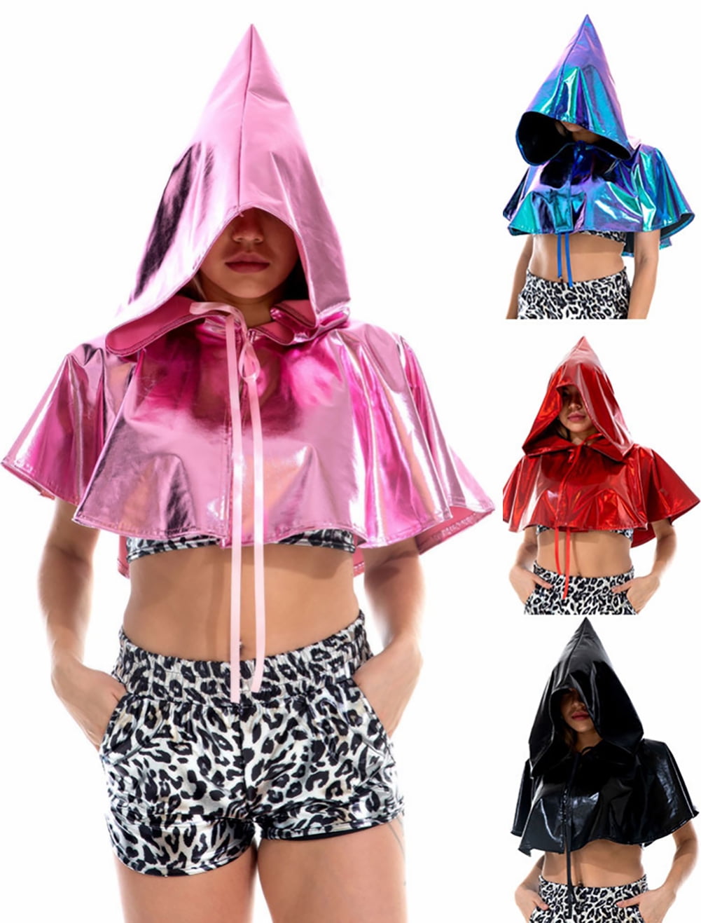 Halloween Short Cape Medieval Cloak Cowl Hat Hood Cosplay Accessory ...