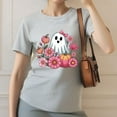 thumbnail image 1 of Halloween Short Sleeve Round Neck Floral Graphic Sweatshirt Cute Tee T-shirt Top Gray S-3XL, 1 of 4