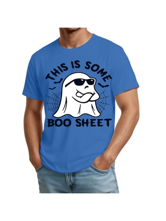 Halloween Short Sleeve T Shirt For Men Featuring Crew Neck Design Casual Fit and Relaxed Holiday Wear Style for Parties