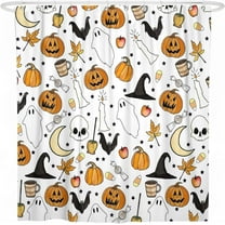 Halloween Shower Curtain for Bathroom,Fall Ghost Witches Hat Pumpkin Bat Shower Curtains with Hooks,Farmhouse Colorful Polyester Fabric Shower Curtains Machine Washable Waterproof Bath Decor 72" x 72"