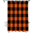 thumbnail image 1 of Halloween Shower Curtain for Bathroom Orange Buffalo Check Plaid Shower Curtains Set with Hooks Orange Black For Halloween Decoration Bath Curtains Sets Polyester Waterproof Standard Size 72" x 72", 1 of 6