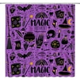 thumbnail image 1 of Halloween Shower Curtain Black Alchemy Skull Skeleton Ghost Pumpkin Magic Witch Witchcraft Moon Star Gothic Spooky Halloween Fabric Bathroom Decor Curtain with Hooks, 1 of 3