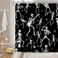 thumbnail image 1 of Halloween Shower Curtain Black Alchemy Skull Skeleton Ghost Pumpkin Magic Witch Witchcraft Moon Star Gothic Spooky Halloween Fabric Bathroom Decor Curtain with Hooks, 1 of 3