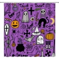 thumbnail image 1 of Halloween Shower Curtain Black Alchemy Skull Skeleton Ghost Pumpkin Magic Witch Witchcraft Moon Star Gothic Spooky Halloween Fabric Bathroom Decor Curtain with Hooks, 1 of 3