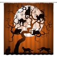 thumbnail image 1 of Halloween Shower Curtain Black Cat Dead Tree Full Moon Orange Witchy Spooky Happy Halloween Gothic Night 36" Wx72 H Bathroom Decor Curtain with Hooks, 1 of 4
