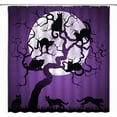 thumbnail image 1 of Halloween Shower Curtain Black Cat Dead Tree Full Moon Purple Witchy Spooky Happy Halloween Gothic Night Fabric Bathroom Decor Curtain with Hooks, 1 of 4