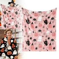 Halloween Shower Curtain, Cute Bats Ghost Pumpkin Shower Curtains for Bathroom, Pink Shower Curtain Set Polyester Fabric 50" x 60"
