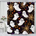 thumbnail image 1 of Halloween Shower Curtain, Cute Ghost Polyester Fabric Bathroom Decor Curtain, Machine Washable Waterproof, Halloween Holiday Gift for Women Men, 72 x 72 Inches, 1 of 7