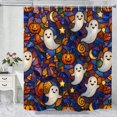 thumbnail image 1 of Halloween Shower Curtain, Glass Ghost Polyester Fabric Bathroom Decor Curtain, Machine Washable Waterproof, Halloween Holiday Gift for Women Men, 72 x 72 Inches, 1 of 7