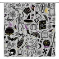 thumbnail image 1 of Halloween Shower Curtain Gothic Black Alchemy Magic World Witch Witchcraft Moon Star Spooky Holiday Happy Halloween Fabric Bathroom Decor Curtain with Hooks, 1 of 3