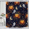 thumbnail image 1 of Halloween Shower Curtain, Night Pumpkin Polyester Fabric Bathroom Decor Curtain, Machine Washable Waterproof, Halloween Holiday Gift for Women Men, 72 x 72 Inches, 1 of 7