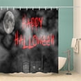 thumbnail image 1 of Halloween Shower Curtain, Scary Haunted House Spooky Full Night Witch Flying Black Horror Dead Tree Pumpkin Lantern Ghosts Castle Fabric Home Decor Bathroom Curtain Set with Hooks, 1 of 8