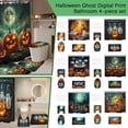 thumbnail image 1 of Halloween Shower Curtain Set, Bathroom Decor Set, Halloween Ghost Decorations, Halloween Bathroom Mat, All-Over Spooky Cute Ghost and Jack O Lantern Digital Print Design,, 1 of 6
