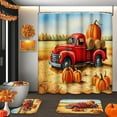thumbnail image 1 of Halloween Shower Curtain Set with Toilet Lid Cover and Non-Slip Rugs, Music Skull Pumpkin Spooky Bats4 Pcs Shower Curtains for Bathroom, Funny Black Bathroom Set Decor, 1 of 7