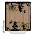 thumbnail image 1 of Halloween Shower Curtain Set ，Waterproof Fabric Shower Curtains Dead Tree Castle Witch Black Cat Spooky Witch Pumpkin Shower Curtains for Bathroom,Bathroom Decor 72"x72", 1 of 6