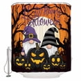 thumbnail image 1 of Halloween Shower Curtain Set ，Waterproof Fabric Shower Curtains Purple Black Gnome Pumpkin Bat Shower Curtains for Bathroom,Bathroom Decor 72"x72", 1 of 6