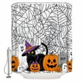 thumbnail image 1 of Halloween Shower Curtain Set ，Waterproof Fabric Shower Curtains Vintage Yellow Pumpkin Tombstone Cat Shower Curtains for Bathroom,Bathroom Decor 72"x72", 1 of 6