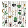 thumbnail image 1 of Halloween Shower Curtain Spooky Pumpkin Skull Alchemy Witchy Ouija Board Gothic Boho Magic Fabric Bathroom Decor Curtains with Hooks,Pink Green White, 1 of 1