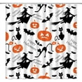 thumbnail image 1 of Halloween Shower Curtain Spooky Witch Pumpkin Black Cat Scary Bat Cartoon Halloween Things Happy Holiday Fabric Bathroom Home Decor Curtain Sets with Hooks, 1 of 1