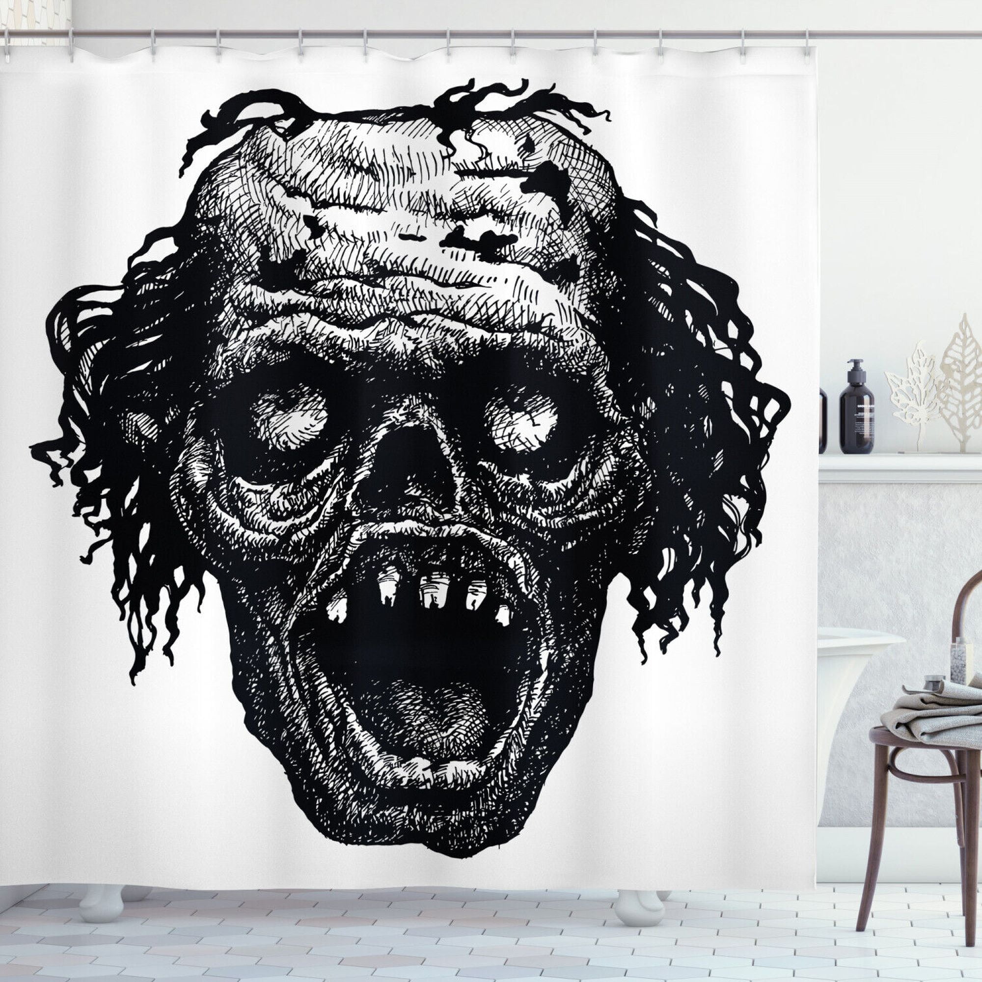 Halloween Shower Curtain Zombie Evil Dead Man Print for Bathroom