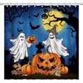 thumbnail image 1 of Halloween Shower Curtain for Bathroom, Halloween Bathroom Decor, Ghost Shower Curtain Pumpkins Bath Curtains with Hooks 72x72, 1 of 6