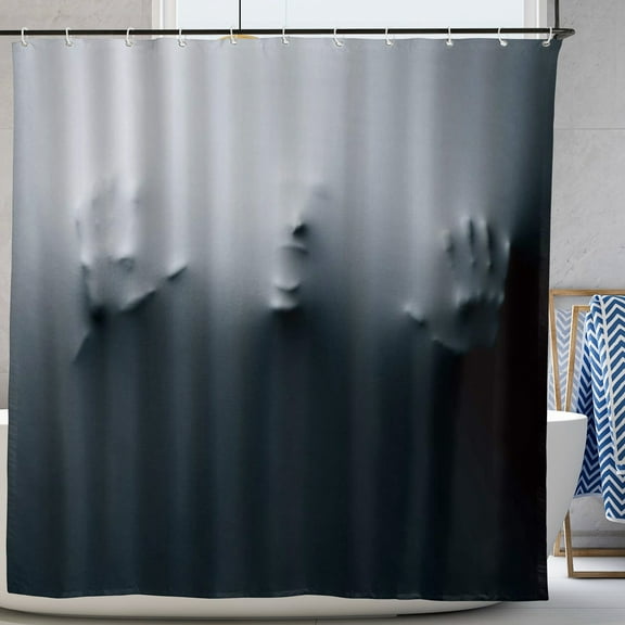 Halloween Shower Curtain with Hooks Scary Shadowy Figure Horror Ghost Bathroom Bathtubs Decor Durable Polyester Fabric 72"x72"