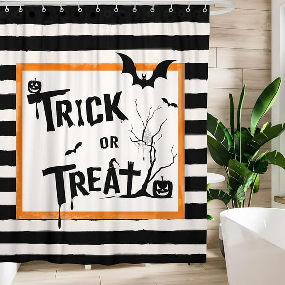 Halloween Shower Curtains for Bathroom Creepy Witch Bat Skull Gothic Spider Crow Pumpkin in Graveyard Shower Curtain Waterproof Fabric Happy Halloween Decoration Bathroom Curtain with Hooks 36"x72"