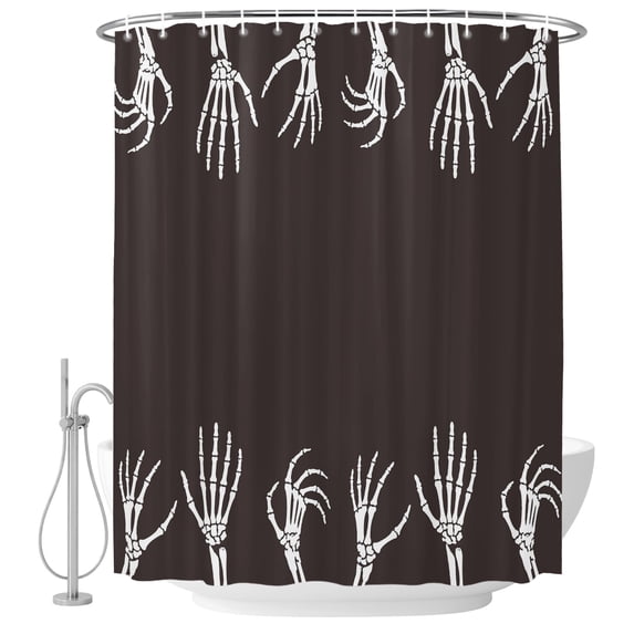 Halloween Shower Curtains for Bathroom, Waterproof Fabric Bath Curtains Decor, Bath Tub Curtain Brown Country Spooky Skeleton Hands Decorative Shower Curtain Sets with 12 Hooks, 72x72 Inch