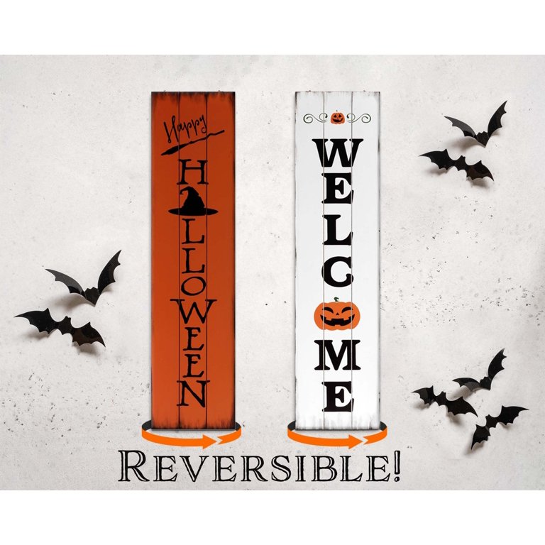 36in Wooden Happy Halloween Porch Sign - Front Porch Halloween Welcome Sign, Vintage Halloween Decoration, Halloween Decoration