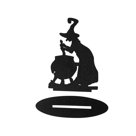 Halloween Silhouette Decoration Scary Sculpture Silhouette Figurine Black Halloween Ornament for Office Table Centerpiece Party Decor Gift Witch Pot