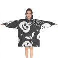 thumbnail image 1 of Halloween Silhouette Icons Pattern Blanket Hoodies for Kids 6-13YR Oversize Wearable Blanket Hoodies for Boys Girls Teens, 1 of 7