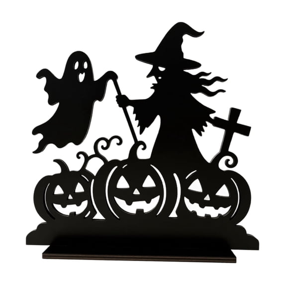 Halloween Silhouette Lamp Wooden Witch Ghost Jack O Lantern Indoor Home Decor for Party Desk Tabletop Display