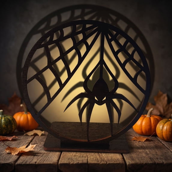 Halloween Silhouette Projection Tealight Holder, Black Metal Hollow Candle Stand with Spooky Patterns, Shadow Effect Decor for Mantel Shelf Halloween Home Party Gift