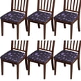 thumbnail image 1 of Halloween Silhouette Seat Covers for Dining Room Chairs Set Of 6,Stretch Printed Washable Chair Seat Cover with Elastic Ties and Button,Removable Waterproof Couch Cushion Covers, 1 of 6