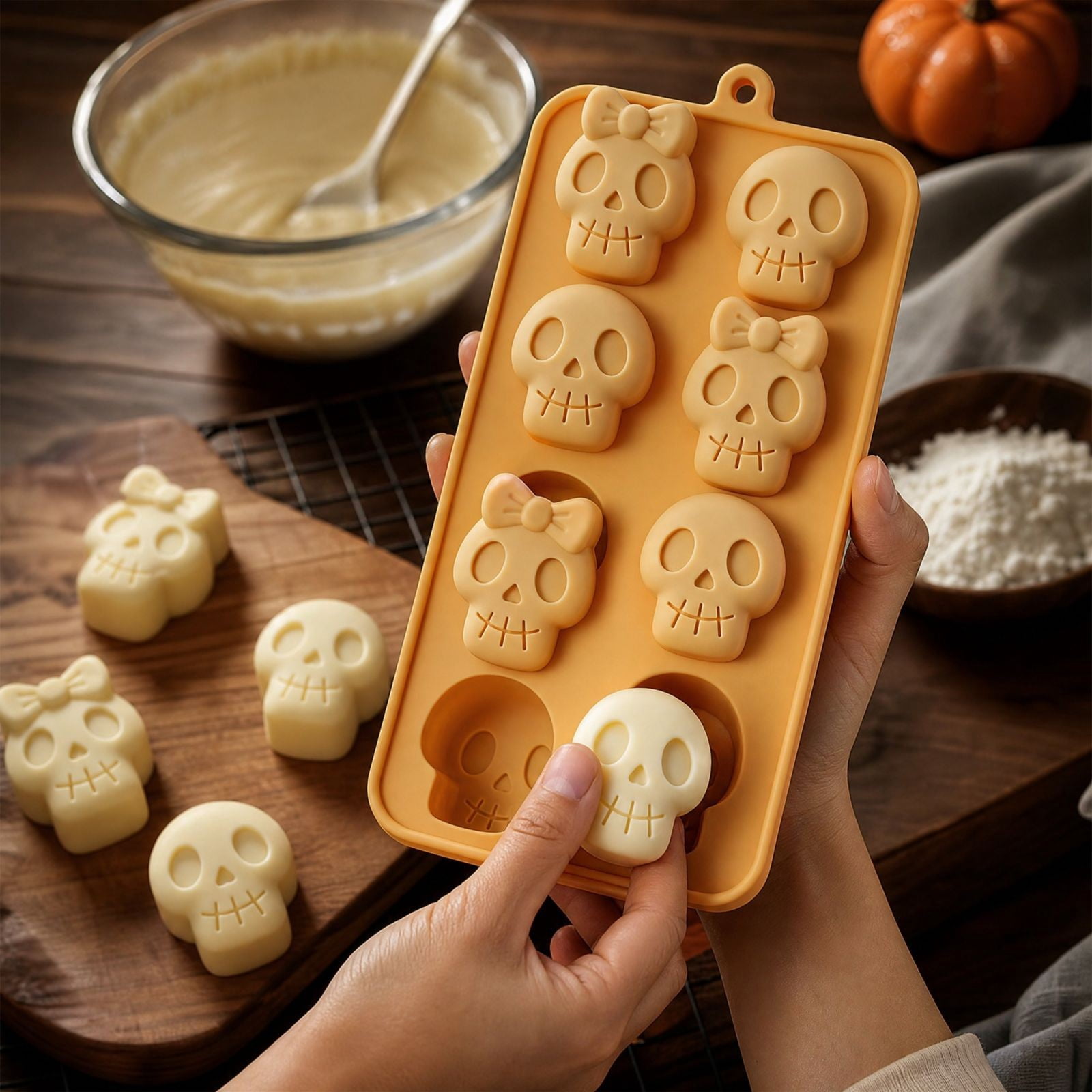 Halloween Silicone Cake Mold,Reusable Non Stick Skull Baking Tray,Food ...